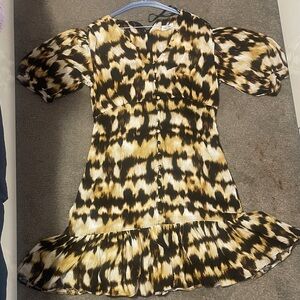 Calvin Klein Black and Tan Patterned Dress